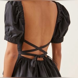 Staud Marie Open Blend Cotton Blend Faille Peplum Top black size small